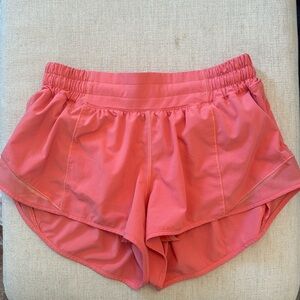 Size 6 lululemon hotty hot shorts in pink color!